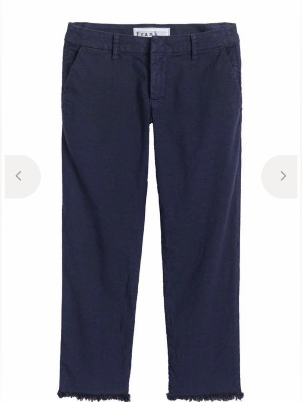 Frank & Eileen Navy Wicklow Straight Croped Chinos with Frayed Hem